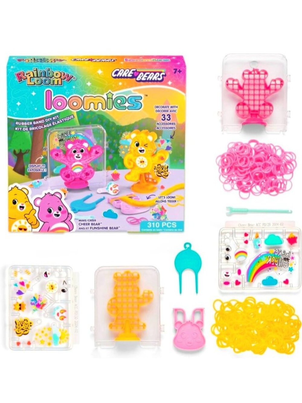 Care Bears Loomies Kit - Cheer Bear & Funshine Bear Rubber Band DIY Craft Kit Fo